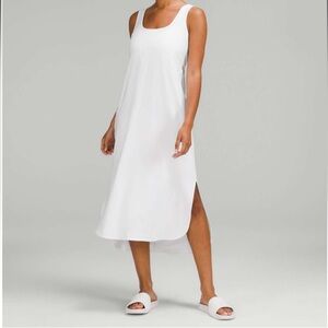 241. Lululemon Pima Cotton Open Back Midi Dress size 6 in white
